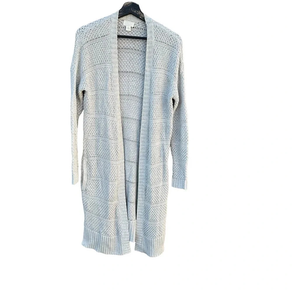 Caslon women's size small long knit cardigan, beige